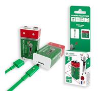 Wonder Full Energy - Piles Rechargeables 9V / 6LR61 - Pack de 2 - 370mAh, 3600mWh - Câble USB-C Inclus - Lithium-ION - Jusqu’à 1000 Cycles - Idéales pour Détecteurs de Fumée, Multimètres, Jouets