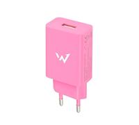 Wonder Full Power - Chargeur Secteur USB 5W - 1 Port USB-A - Rose - Compatible Smartphones, Téléphones, Tablettes - Format Compact - Prise EU