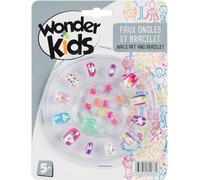 Wonder Kids Faux Ongles et Bracelet pour Enfants, Set de Manucure avec Perles, Jouet de Maquillage, 5 Ans et Plus