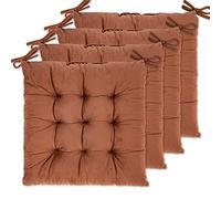 WONDER MIRACLE Lot de 4 Coussins de Chaise pour chaises de Salle à Manger, Chaise de Bureau, Voiture, Sol, extérieur, terrasse, Lavage en Machine et séchage en Machine (Flanelle 40,6 x 40,6 cm, café)