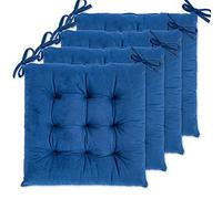 WONDER MIRACLE Lot de 4 Coussins de Chaise pour chaises de Salle à Manger, Chaise de Bureau, Voiture, Sol, extérieur, terrasse, Lavage en Machine et séchage en Machine (Flanelle 40,6 x 40,6 cm, Bleu