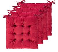WONDER MIRACLE Lot de 4 Coussins de Chaise pour chaises de Salle à Manger, Chaise de Bureau, Voiture, Sol, extérieur, terrasse, Lavage en Machine et sèche-Linge (Flanelle 40,6 x 40,6 cm, Rouge Rubis)