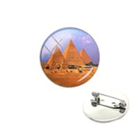 Wonder of the World Pyramides in Egypt Art Picture Pins Glass Cabochon Dome Badges Jewelry FA97