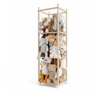 Wonder Space Étagère en Bois pour Peluches avec Roues, Grand Rangement Jouets pour Chambre d'enfant, Support Sûr & Écolo pour Bébés et Tout-Petits (Bois Naturel)