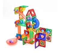 Wonder Toys Balle de Course 100 pièces Ensemble de Blocs et Briques Magnétiques de Construction - Jouet éducatif pour Enfants, Filles et garçons 3-7 Ans - Jeux d'apprentissage de Construction