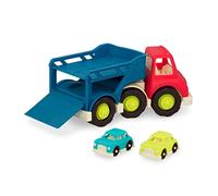 Wonder Wheels B. Toys - Happy Cruisers - Porte-bébé - Camion Porte-Autos - Porte-Auto pour Jouets - 2 Mini-Voitures - Camions Jouets pour Tout-Petits et Enfants - 12 Mois et +