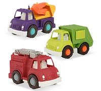Wonder Wheels by Battat VE1040C1Z Ensemble de 3 Camions Jouets : Pelleteuse - Camion Poubelle - Camion Pompier - Multicolore - Dès 12 mois