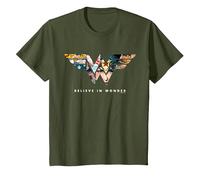 Wonder Woman 80th Believe in Wonder WW Logo T-Shirt, Enfant, Olive, 10 Ans