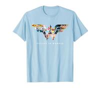 Wonder Woman 80th Believe in Wonder WW Logo T-Shirt, Homme, Bleu Céleste, L