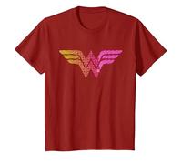 Wonder Woman 80th Pop Art Wonder Logo T-Shirt, Enfant, Canneberge, 6 Ans