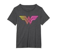 Wonder Woman 80th Pop Art Wonder Logo T-Shirt, Femme Grandes Tailles, Chiné Foncé, 6X