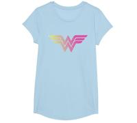 Wonder Woman 80th Pop Art Wonder Logo T-Shirt, Fille, Bleu Céleste, M