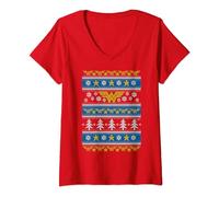 Wonder Woman Christmas Sweater Noël T-Shirt avec Col en V