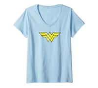 Wonder Woman Logo Distressed T-Shirt avec Col en V