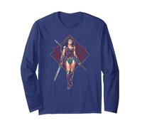 Wonder Woman Movie Warrior Manche Longue, Unisexe pour Adultes, Bleu Marine, XL