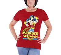 Wonder Woman Officially Licensed Merchandise Girly Tee (Red), Large