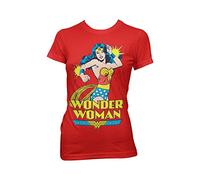 Wonder Woman Officially Licensed Merchandise Girly Tee (Red), Medium