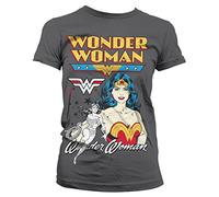 Wonder Woman Officially Licensed Merchandise Posing Women's T-Shirt (D.Grey), Large