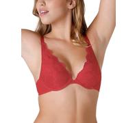 Wonderbra Refined Glamour Triangle Lace Soutien-Gorge Push up, Semi-Transparent, Rouge, 36B Femme