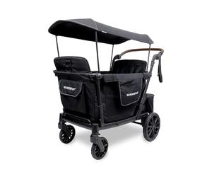 WONDERFOLD L4 Quad Poussette (4 places) - Poussette pliable avec sièges avec harnais 5 points, entrée latérale et auvent réglable UPF50+ - Noir