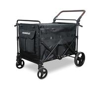 WONDERFOLD PXL Poussette pour animaux de compagnie - Poussette pour chats et chiens avec harnais, dessus en maille avec fenêtre optionnelle et guidon réglable, noir de jais