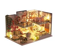 WonDerful Maison de poupée miniature en bois style chinois 3D Kit puzzle artisanat cadeau maison de musique modèle avec lumières LED et protection contre la poussière