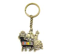 WONDERFUL Porte-clés décoratif Espagne avec taureau et flamant rose, design espagnol traditionnel, métal doré, argent, S