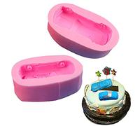 WonDerfulC Lot de 2 moules à gâteau en silicone 3D en forme de voiture de sport pour décoration de gâteau au chocolat et de lune