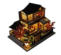 WonDerfulC Maison de poupée en Bois Miniature Japonaise, mer/marché de Maisons de Voitures, kit de Maison de poupée, Construction de Villas, modèle 3D, Cadeaux créatifs pour Amis et Parents