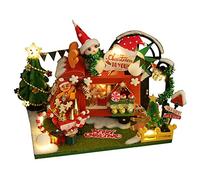 WonDerfulC Maison de poupée miniature créative en bois Maison de Noël Modèle fait à la main Jouets éducatifs Saint-Valentin