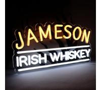 WonderfulLife Panneau néon whisky irlandais pour Jameson dans un bar, un pub, une grotte ou une fête, lumière LED vive adaptée pour la décoration de garage ou d'affichage d'affaires, alimentation USB