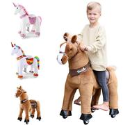 WondeRides Porteur Cheval à Bascule pour 4-9 Ans, Voiture à Pédale pour Garçons et Filles, Taille 4, Brun