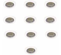 Wonderlamp 10 pcs Basic Paquet de spots Encastrés Ronds Fixes avec support d'ampoule GU10, Blanc, Ø8 x 1,5 cm