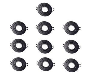 Wonderlamp 10 pcs Spot Encastré Rond classique avec support d'ampoule GU10, Angle d'inclinaison 30°, Ø9,3x2,5 cm, Noir