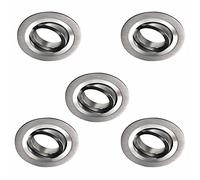 Wonderlamp 5 pcs Spot Encastré Rond classique avec support d'ampoule GU10, Angle d'inclinaison 30°, Ø9,3x2,5 cm, Aluminium
