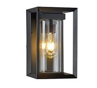 Wonderlamp - Applique murale extérieure Road, 1 x E27, max. 60 W, IP 23, applique murale vintage, rectangulaire avec verre, noir