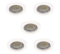 wonderlamp Basic w-e000107 Pack de spots encastrables ronds fixe avec douille gU10, blanc, 8 x 1.5 cm, lot de 5