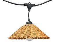 wonderlamp - Guirlande de 10 lumières solaires d'extérieur LED Purna 8W avec abat-jour en rotin et télécommande, E27