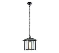 wonderlamp - Suspension extérieure Avenida, 1 x E27, max. 60 W, IP 23, lampe vintage, en forme de lanterne avec verre, noir