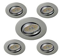 Wonderlamp W-E000106 Pack de Spots encastrables Ronds avec Douille, Aluminium, GU10, Acier, 5