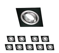 Wonderlamp W-E000145 Spot encastré carré, Noir/Aluminium, Pack 10