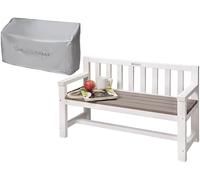 WONDERMAKE® Banc de jardin design pour enfants en bois résistant aux intempéries avec housse en textile et dossier, 2 places Banc pour enfants Banc en bois massif pour jardin extérieur, bois naturel