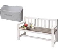 WONDERMAKE® Banc de Jardin pour Enfants Design en Bois résistant aux intempéries avec Couverture Textile et Dossier, 2 Places de Parc d'assise Massif Jardin extérieur, Gris Anthracite