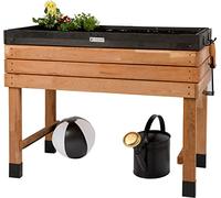 WONDERMAKE® Grand carré Potager en Bois de Cerisier Massif Haute, lit de Jardin surélevé sur Pieds, jardinière rectangulaire pour Jardin Balcon extérieur, Marron Brun foncé Noir