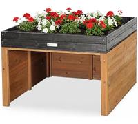 WONDERMAKE® Grand design - Garage pour robot tondeuse - XXL - Universel - Avec évacuation de l'eau - En bois - Bac à plantes - Abri pour robot tondeuse - Garage - Toit plat - 78,5 x 96 x 57 cm