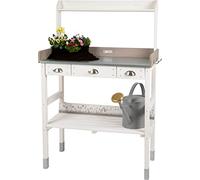 WONDERMAKE® Grand Table de rempotage Jardinage Plantation en Bois avec 3 tiroirs, résistant aux intempéries, Grand Plan de Travail pour l'extérieur ou Le Balcon, 85 x 45 x 130 cm XL, Blanc Gris
