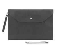 Wonderpool A4 Épaissi PU Cuir Enveloppe Cas Portfolio Dossier avec Poches Intérieures Pochette pour Document et Papeterie Fichier Organisateur Tablette PC Manches Titulair (Gris foncé)
