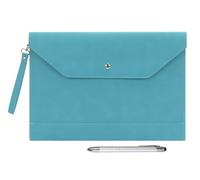 Wonderpool A4 Épaissi PU Cuir Enveloppe Cas Portfolio Dossier avec Poches Intérieures Pochette pour Document et Papeterie Fichier Organisateur Tablette PC Manches Titulair (Cyan)