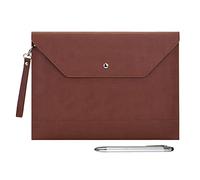 Wonderpool A4 Épaissi PU Cuir Enveloppe Cas Portfolio Dossier avec Poches Intérieures Pochette pour Document et Papeterie Fichier Organisateur Tablette PC Manches Titulair (café)