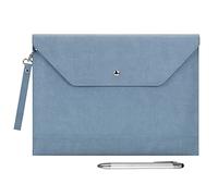 Wonderpool A4 Épaissi PU Cuir Enveloppe Cas Portfolio Dossier avec Poches Intérieures Pochette pour Document et Papeterie Fichier Organisateur Tablette PC Manches Titulair (Bleu ciel)